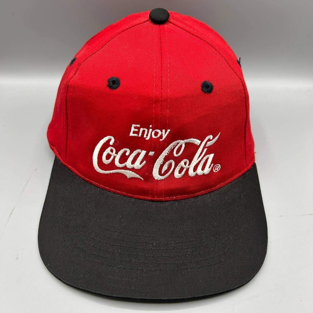 Vintage Coca Cola Hat Men Red Black Sportsman Snap Back Cap Cotton
